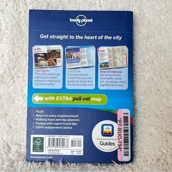 Lonely Planet Pocket Valencia With Pull Out Map Like New - Picture 2 of 3